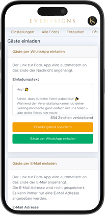 EventSigns FotoApp - Einladungen per E-Mail & WhatsApp