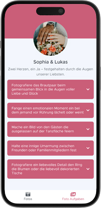 EventSigns FotoApp - Fotoaufgaben auf einer Hochzeit